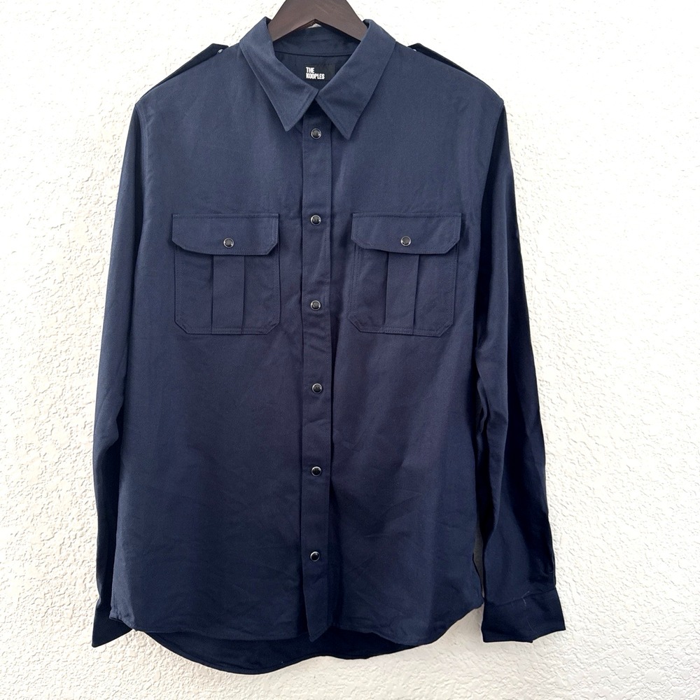 The Kooples Men's Navy Blue Utility Shirt Pearl Snap NWT Size S HCCL29019K